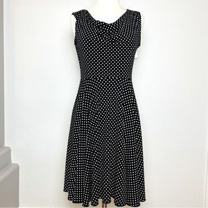 Valerie Bertinelli Black & White Polka Dot Cowl Neck Pull Over Dress Size 4